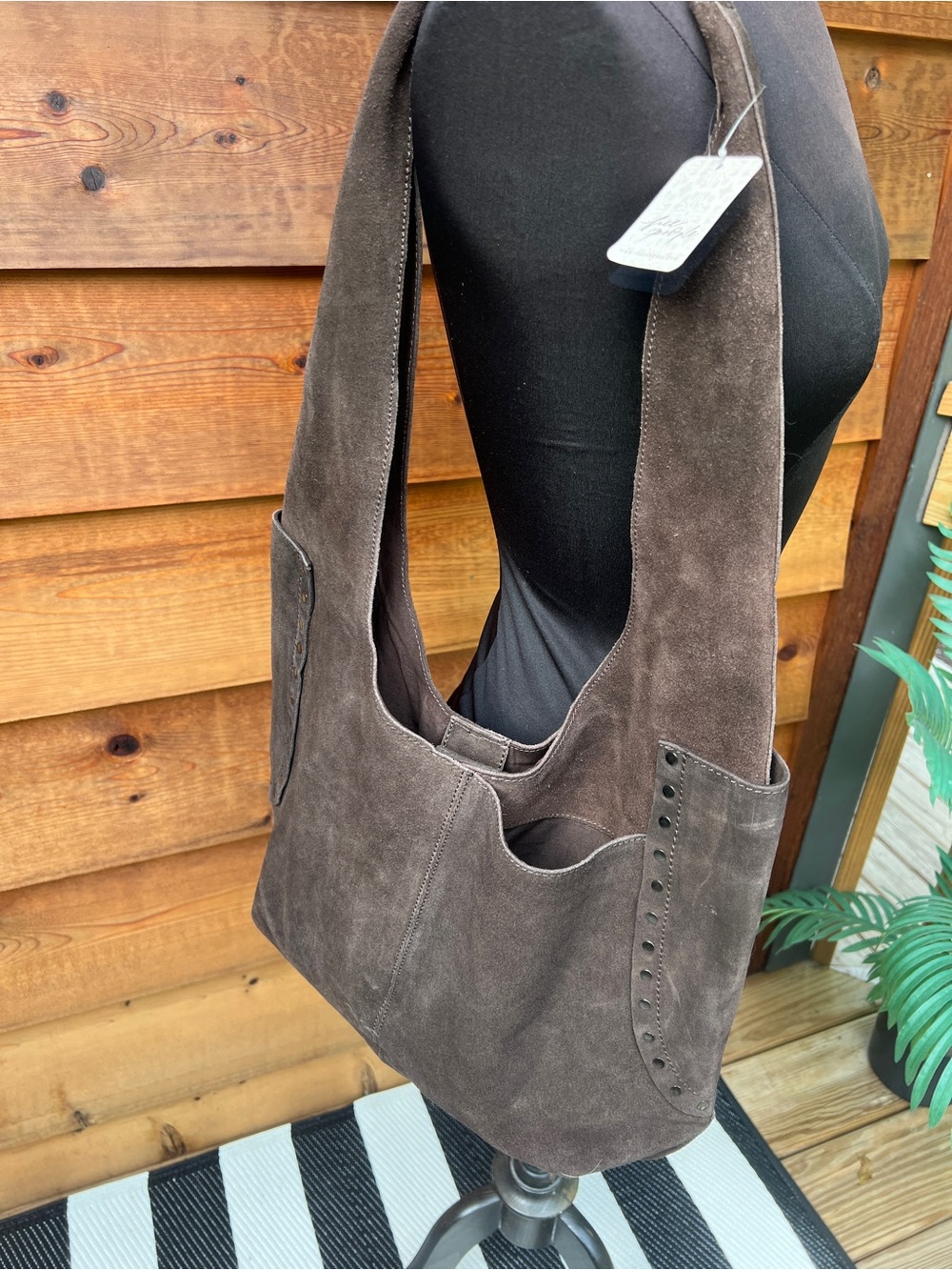 Free People Rori Suede Hobo Shoulder Bag in Dark Brown - Espresso